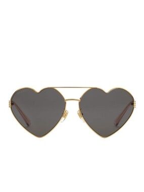 Gucci Gold Frame Heart-Shaped Sunglasses with Gray Lenses
